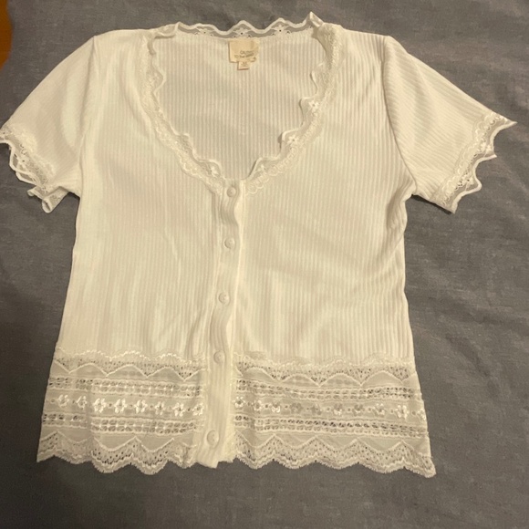 Women’s button front cardigan/top with lace detail - Picture 1 of 3